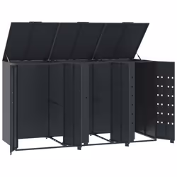 vidaXL Wheelie Bin Storage for 3 Bins Rubbish Trash Cover Anthracite Steel - Additional view 7