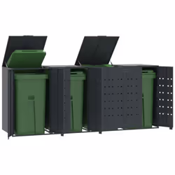 vidaXL Wheelie Bin Storage for 4 Bins Rubbish Trash Cover Anthracite Steel