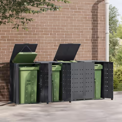 vidaXL Wheelie Bin Storage for 4 Bins Rubbish Trash Cover Anthracite Steel