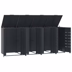 vidaXL Wheelie Bin Storage for 4 Bins Rubbish Trash Cover Anthracite Steel - Additional view 7