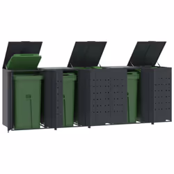 vidaXL Wheelie Bin Storage for 5 Bins Rubbish Trash Cover Anthracite Steel