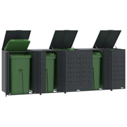vidaXL Wheelie Bin Storage for 5 Bins Rubbish Trash Cover Anthracite Steel