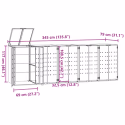 vidaXL Wheelie Bin Storage for 5 Bins Rubbish Trash Cover Anthracite Steel - Additional view 10