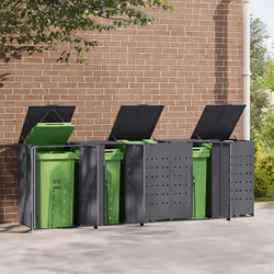 vidaXL Wheelie Bin Storage for 5 Bins Rubbish Trash Cover Anthracite Steel