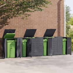 vidaXL Wheelie Bin Storage for 6 Bins Rubbish Trash Cover Anthracite Steel
