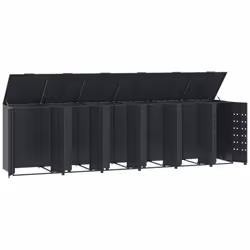 vidaXL Wheelie Bin Storage for 6 Bins Rubbish Trash Cover Anthracite Steel - Additional view 7