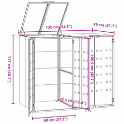 vidaXL Wheelie Bin Storage for 2 Bins Garden Store Trash Cover Grey Steel - Additional view 10