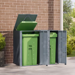 vidaXL Wheelie Bin Storage for 2 Bins Garden Store Trash Cover Grey Steel