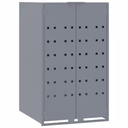 vidaXL Wheelie Bin Storage for 2 Bins Garden Store Trash Cover Grey Steel