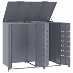 vidaXL Wheelie Bin Storage for 2 Bins Garden Store Trash Cover Grey Steel - Additional view 7