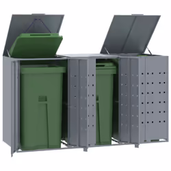 vidaXL Wheelie Bin Storage for 3 Bins Garden Store Trash Cover Grey Steel