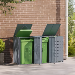 vidaXL Wheelie Bin Storage for 3 Bins Garden Store Trash Cover Grey Steel