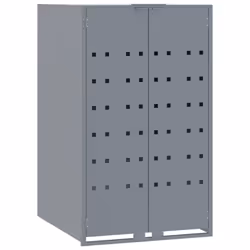 vidaXL Wheelie Bin Storage for 3 Bins Garden Store Trash Cover Grey Steel