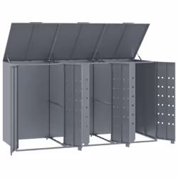 vidaXL Wheelie Bin Storage for 3 Bins Garden Store Trash Cover Grey Steel - Additional view 7