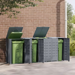 vidaXL Wheelie Bin Storage for 4 Bins Garden Store Trash Cover Grey Steel