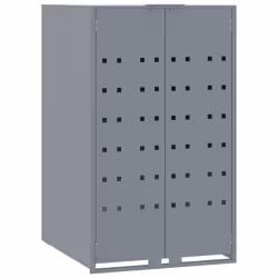 vidaXL Wheelie Bin Storage for 4 Bins Garden Store Trash Cover Grey Steel