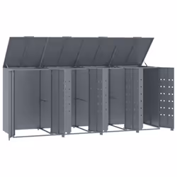 vidaXL Wheelie Bin Storage for 4 Bins Garden Store Trash Cover Grey Steel - Additional view 7