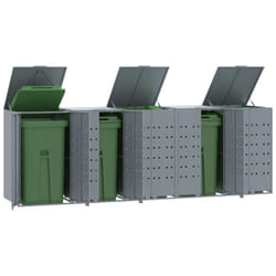 vidaXL Wheelie Bin Storage for 5 Bins Garden Store Trash Cover Grey Steel