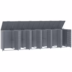 vidaXL Wheelie Bin Storage for 6 Bins Garden Store Trash Cover Grey Steel - Additional view 7