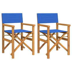 vidaXL Folding Director's Chairs Picnic Chair Outdoor Chair Solid Wood Teak - blue, 2 pcs