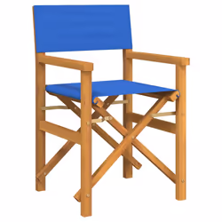 vidaXL Folding Director's Chairs Picnic Chair Outdoor Chair Solid Wood Teak - blue, 2 pcs