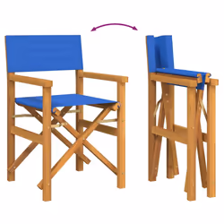 vidaXL Folding Director's Chairs Picnic Chair Outdoor Chair Solid Wood Teak - blue, 2 pcs - Additional view 6