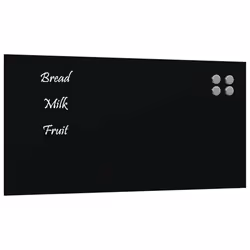vidaXL Wall-mounted Magnetic Board Black 100x60 cm Tempered Glass - black, 80 x 40 cm