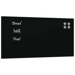vidaXL Wall-mounted Magnetic Board Black 100x60 cm Tempered Glass - black, 80 x 40 cm