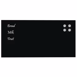 vidaXL Wall-mounted Magnetic Board Black 100x60 cm Tempered Glass - black, 80 x 40 cm