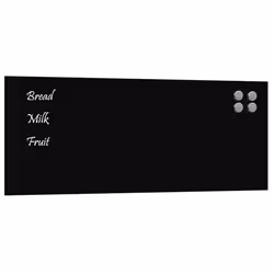 vidaXL Wall-mounted Magnetic Board Black 100x60 cm Tempered Glass - black, 100 x 40 cm