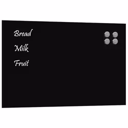 vidaXL Wall-mounted Magnetic Board Black 100x60 cm Tempered Glass - black, 80 x 50 cm