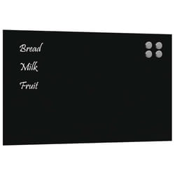 vidaXL Wall-mounted Magnetic Board Black 100x60 cm Tempered Glass - black, 100 x 60 cm