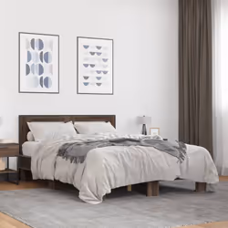 vidaXL Bed Frame Home Bed Base Sonoma Oak 90x200 cm Engineered Wood and Metal - brown oak, 140 x 190 cm - Additional view 2