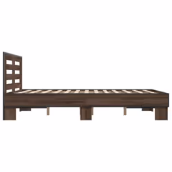 vidaXL Bed Frame Home Bed Base Sonoma Oak 90x200 cm Engineered Wood and Metal - brown oak, 140 x 190 cm - Additional view 4