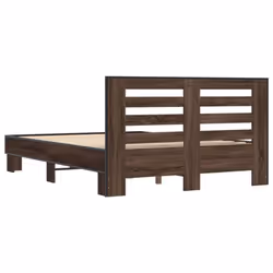 vidaXL Bed Frame Home Bed Base Sonoma Oak 90x200 cm Engineered Wood and Metal - brown oak, 140 x 190 cm - Additional view 5
