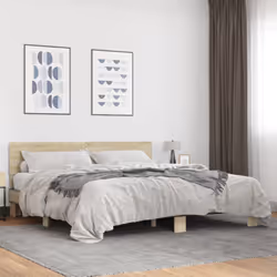 vidaXL Bed Frame Bed Base Sonoma Oak 200x200 cm Engineered Wood and Metal
