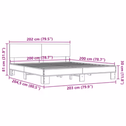 vidaXL Bed Frame Bed Base Sonoma Oak 200x200 cm Engineered Wood and Metal