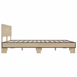 vidaXL Bed Frame Bed Base Sonoma Oak 200x200 cm Engineered Wood and Metal - Additional view 4