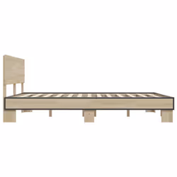 vidaXL Bed Frame Bed Base Sonoma Oak 160x200 cm Engineered Wood and Metal - Additional view 4