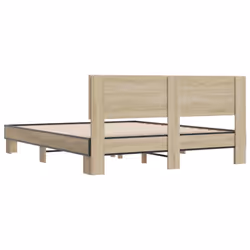 vidaXL Bed Frame Bed Base Sonoma Oak 160x200 cm Engineered Wood and Metal - Additional view 5