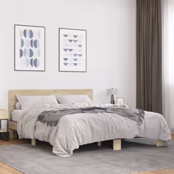 vidaXL Bed Frame Sonoma Oak 150x200 cm King Size Engineered Wood and Metal