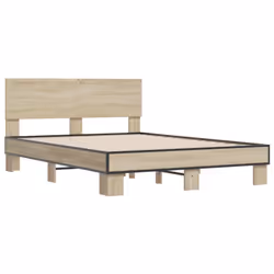 vidaXL Bed Frame Home Bed Base Sonoma Oak 90x200 cm Engineered Wood and Metal - sonoma oak, 135 x 190 cm - Additional view 2