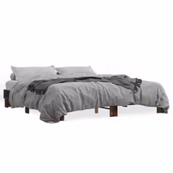vidaXL Bed Frame Engineered Wood and Metal - smoked oak, 200 x 200 cm