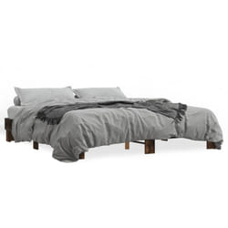 vidaXL Bed Frame Engineered Wood and Metal - smoked oak, 200 x 200 cm