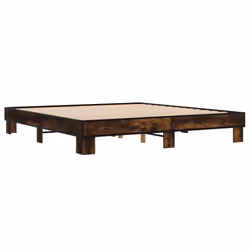 vidaXL Bed Frame Engineered Wood and Metal - smoked oak, 200 x 200 cm