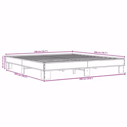 vidaXL Bed Frame Engineered Wood and Metal - smoked oak, 200 x 200 cm
