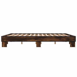 vidaXL Bed Frame Engineered Wood and Metal - smoked oak, 200 x 200 cm - Additional view 4