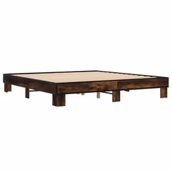 vidaXL Bed Frame Engineered Wood and Metal - smoked oak, 200 x 200 cm - Additional view 5