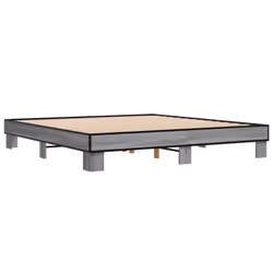 vidaXL Bed Frame Engineered Wood and Metal - grey sonoma, 200 x 200 cm - Additional view 2