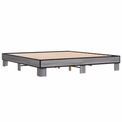 vidaXL Bed Frame Engineered Wood and Metal - grey sonoma, 200 x 200 cm - Additional view 5